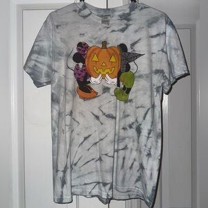 Tie dye Halloween Mickey and Minnie tee, size M